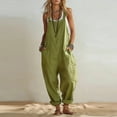 thumbnail image 2 of Women's Fashionable Casual Loose-Fit Plain Sleeveless Jumpsuit With Patch Pockets, Size S-2XL, 2 of 5