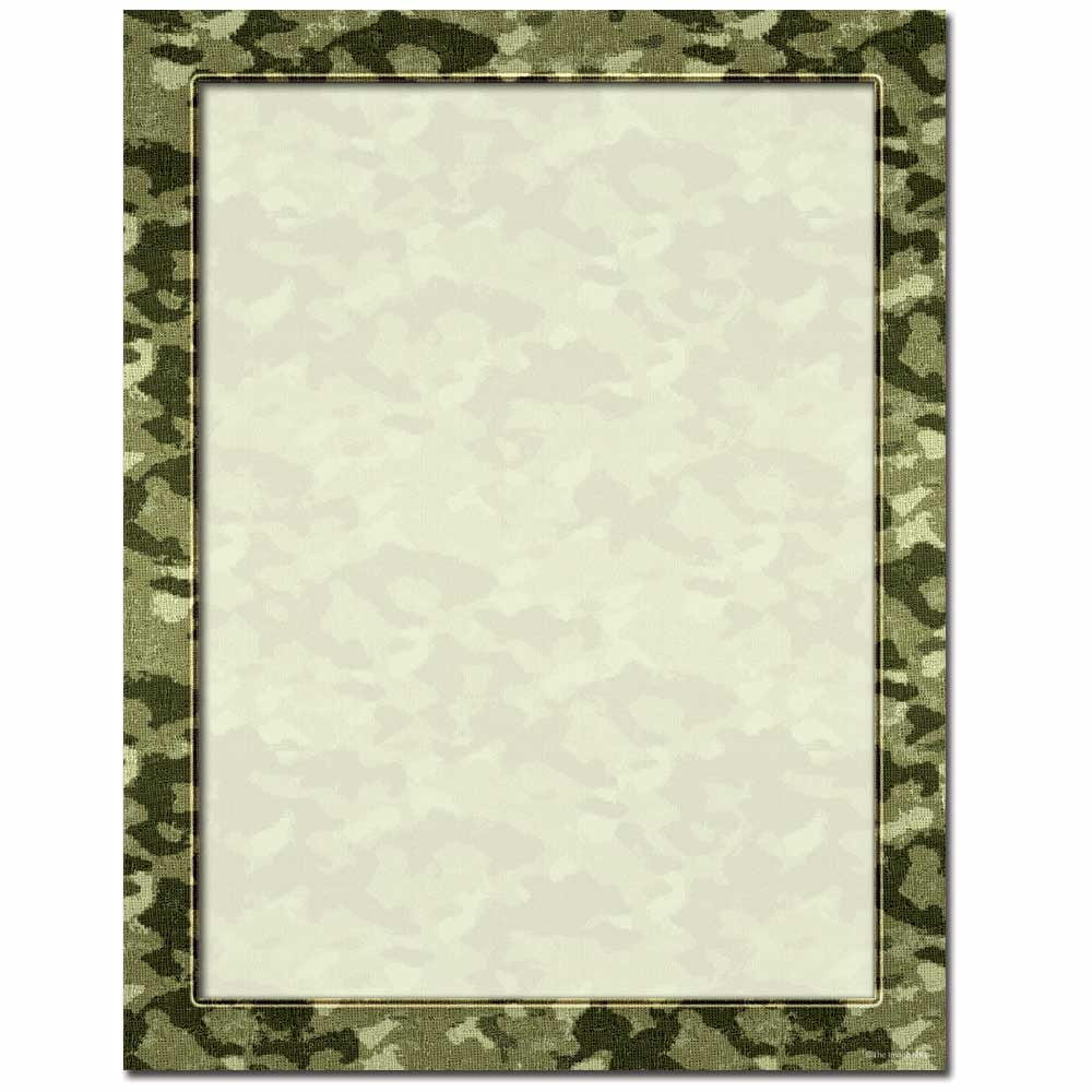 Camouflage Border Letterhead Printer Paper, 80 Sheets