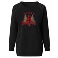 thumbnail image 5 of IROINNID Women's Long Sleeve Sweatshirt Round Neck Mid-Length Print Loose Breathable Sweatshirt, Black, 5 of 6