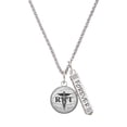 thumbnail image 1 of Delight Jewelry Silvertone Domed Black RRT Silvertone Forever Bar Charm Necklace, 23", 1 of 4