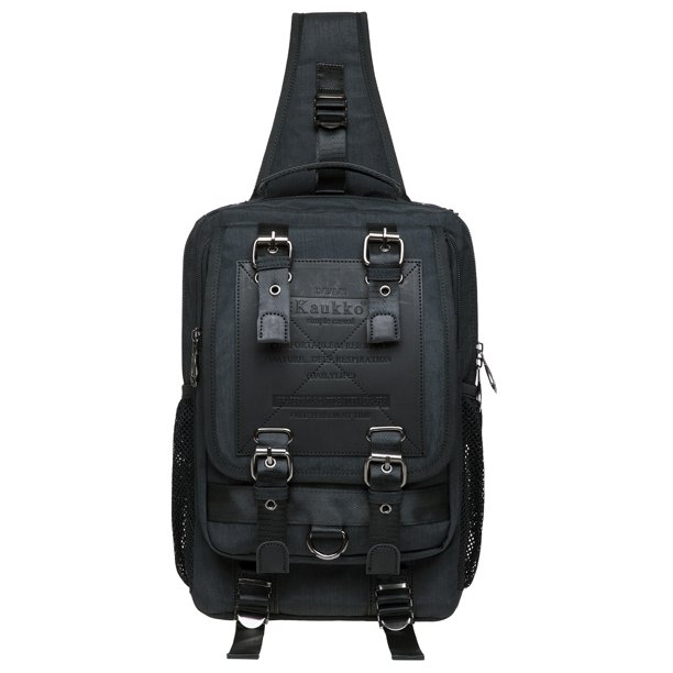 KAUKKO Canvas Messenger Bag Cross Body Shoulder Sling Backpack Travel Senderismo Chest Bag KAUKKO FD252-1-Black