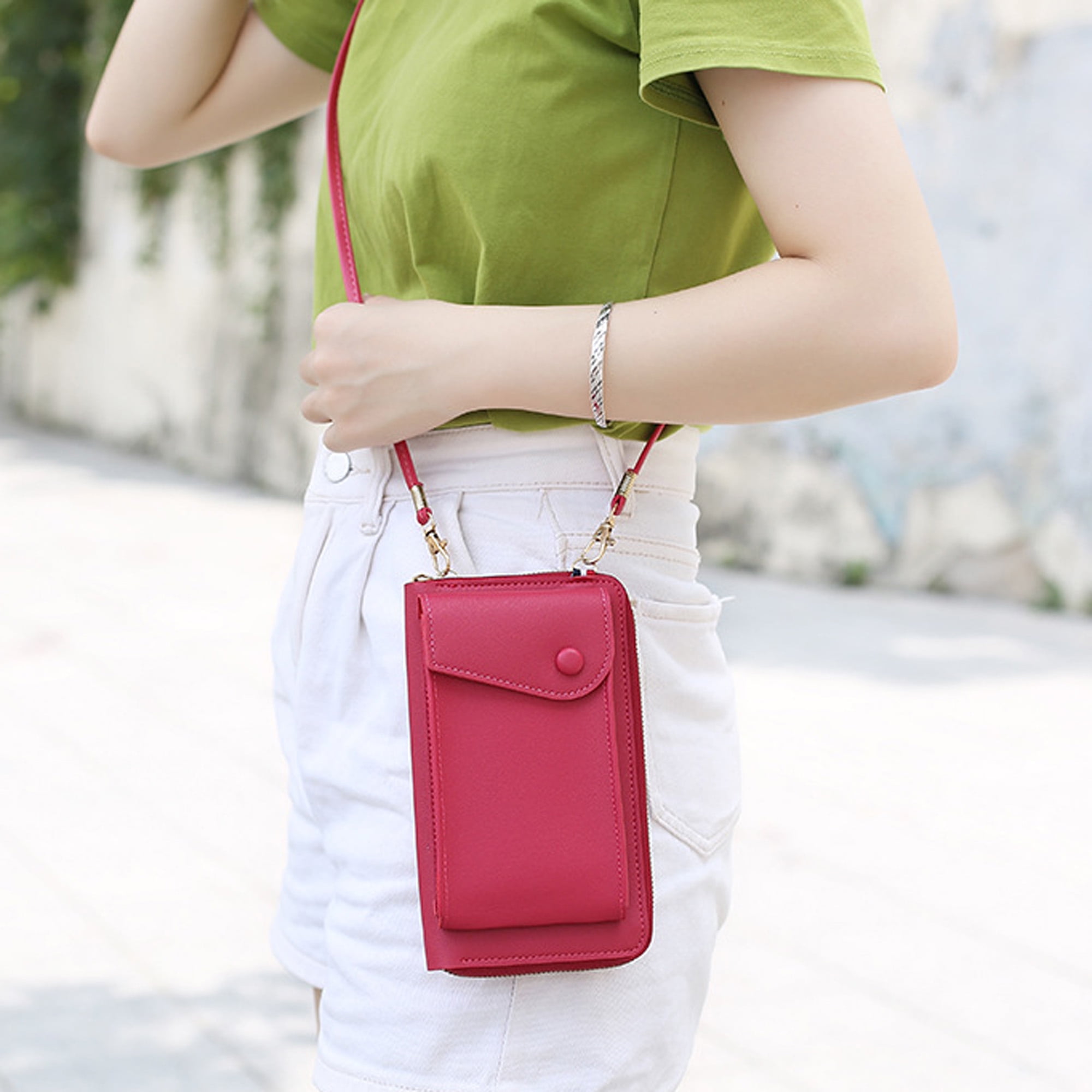 Leather Bubblegum pink smart cell purse bag Leather purse
