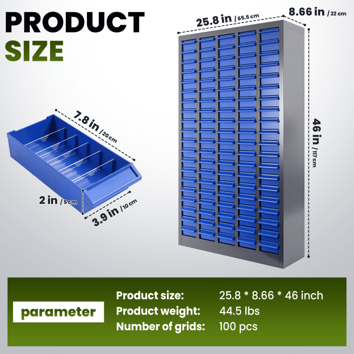 Tool Storage Cabinet,  with ABS Material Drawer, Impact-Resistant, 7.8"x3.9" Size, Bolt and Nut Storage, Shop, Basement, Pantry