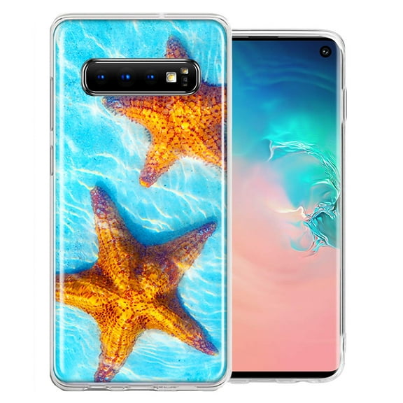 MUNDAZE For Samsung Galaxy S10 Ocean Starfish Design Double Layer Phone Case Cover