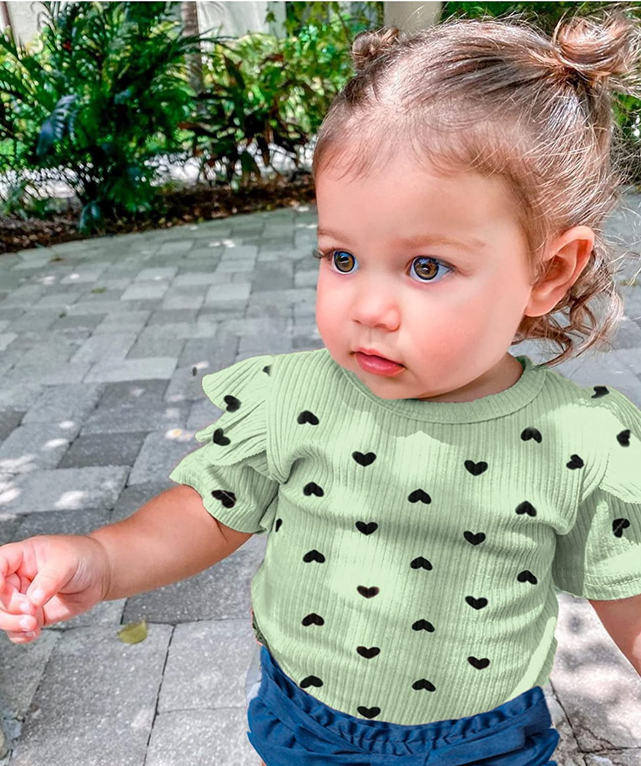Baby Girl Clothes, Baby Clothes for Girls Short Sleeve Tops Summer Ruffle Shorts Set Infant Girl Clothes3-6Months