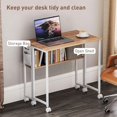 thumbnail image 4 of YYEAN  Small Folding Desk, Rolling Computer Desk Foldable with Storage Bag and Shelf, 31.5" Portable Writing Table on Wheels for Small Spaces, Home Office, Study, Easy Assembly, Natural Wood, 4 of 8