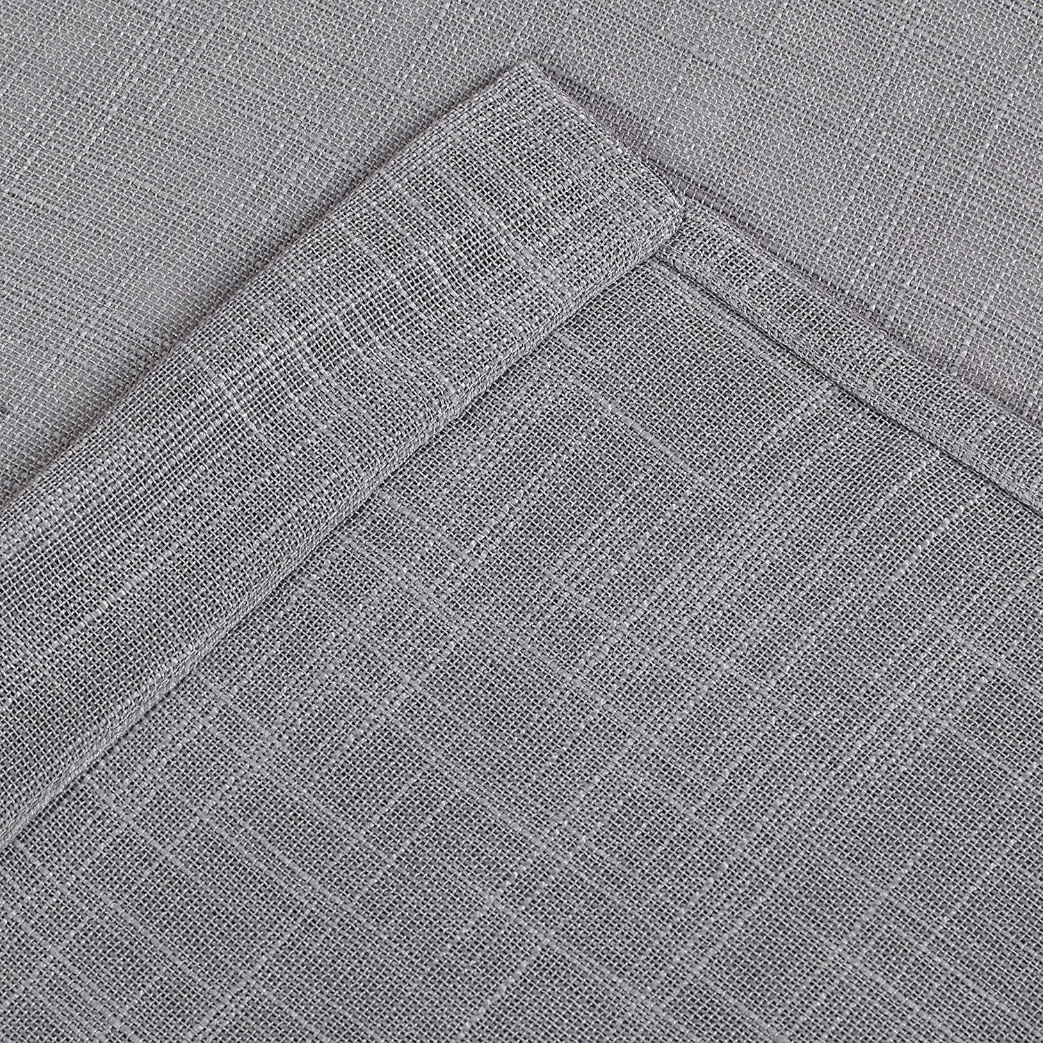 2 Piece Linen Look Semi Sheer Rod Pocket Tier Curtains for Kitchen/Café or Any Small Window (36" Long, Charcoal)