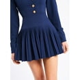 thumbnail image 3 of Women's Valarie Navy Blue Denim Style Pleated Mini Dress, 3 of 18