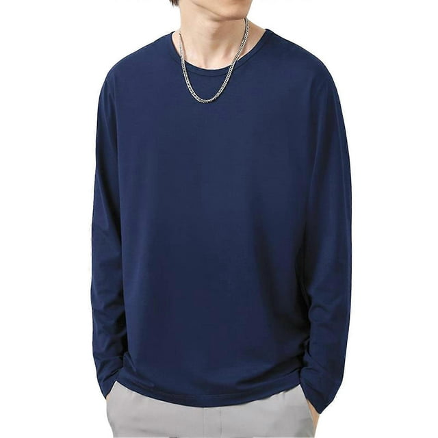 Camiseta de manga larga con cuello redondo para hombre, top de otoño, ropa de diario s20241224643
