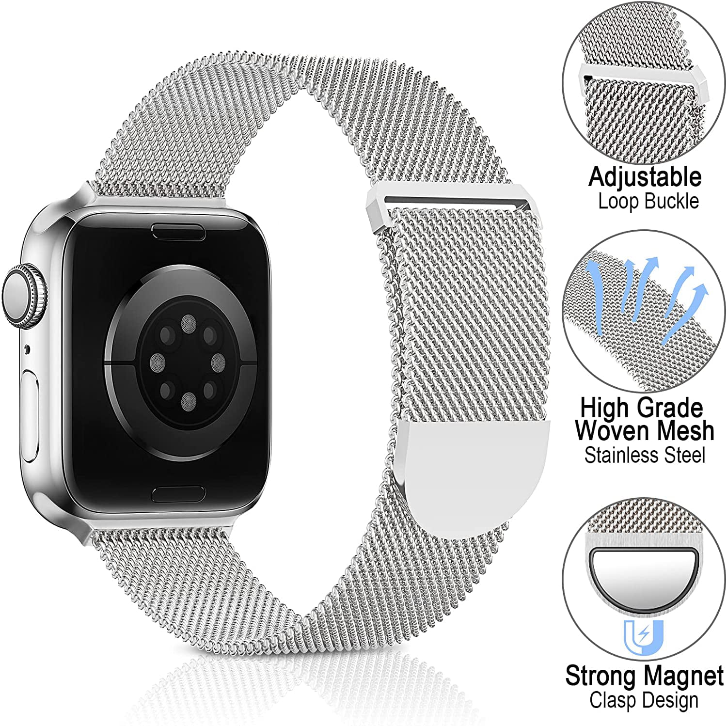 1set (5pcs)of silvery letter Y compatible with Samsung, Huawei, and Apple watch  band 49mm 45mm 44mm 42mm 41mm 40mm 38mm decorative ring compatible with  20mm smartwatch strap, Compatible With Apple Watch Ultra