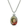 thumbnail image 1 of Christmas Holiday Santa Wreath Ribbon Swirl Antiqued Oval Charm Pendant with Chain, 1 of 4