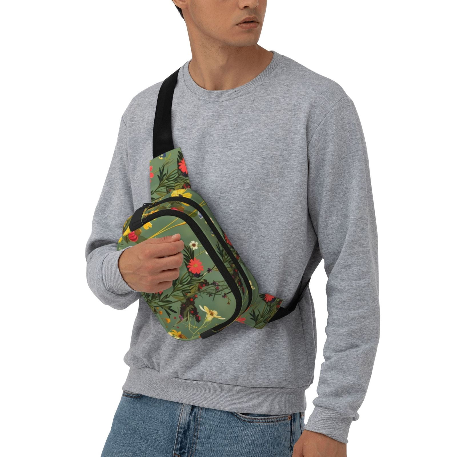 Picia Botanical Garden With Cats Print Square Double-Layer Waist Bag Mini Adjustable Waist Belt Bag Exercise Running Travel Hiking