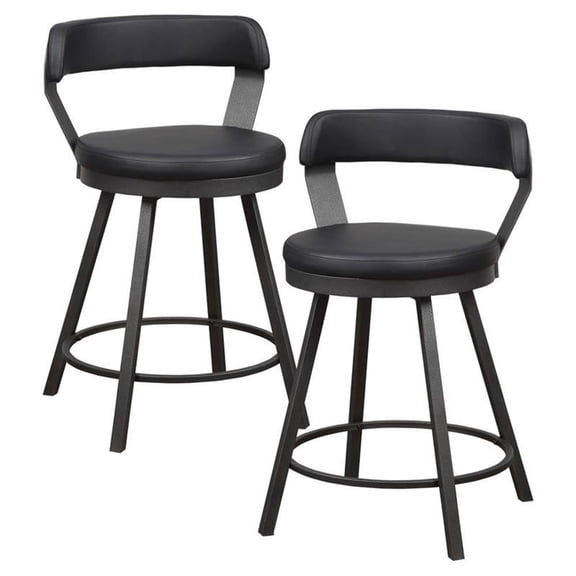 Lexicon Appert Metal Swivel Counter Height Stool in Silver/Black (Set of 2)