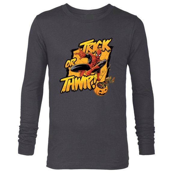 Marvel Super Heroes Spider-Man Halloween Trick or Thwip! - Long Sleeve T-Shirt for Men - Customized-Charcoal Heather