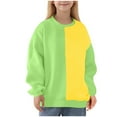 thumbnail image 3 of AINIYS Girls Long Sleeve Tops Casual Color Block Crew Neck T Shirts Casual Oversized Drop Shoulder Pullover Army Green 3 Years, 3 of 7