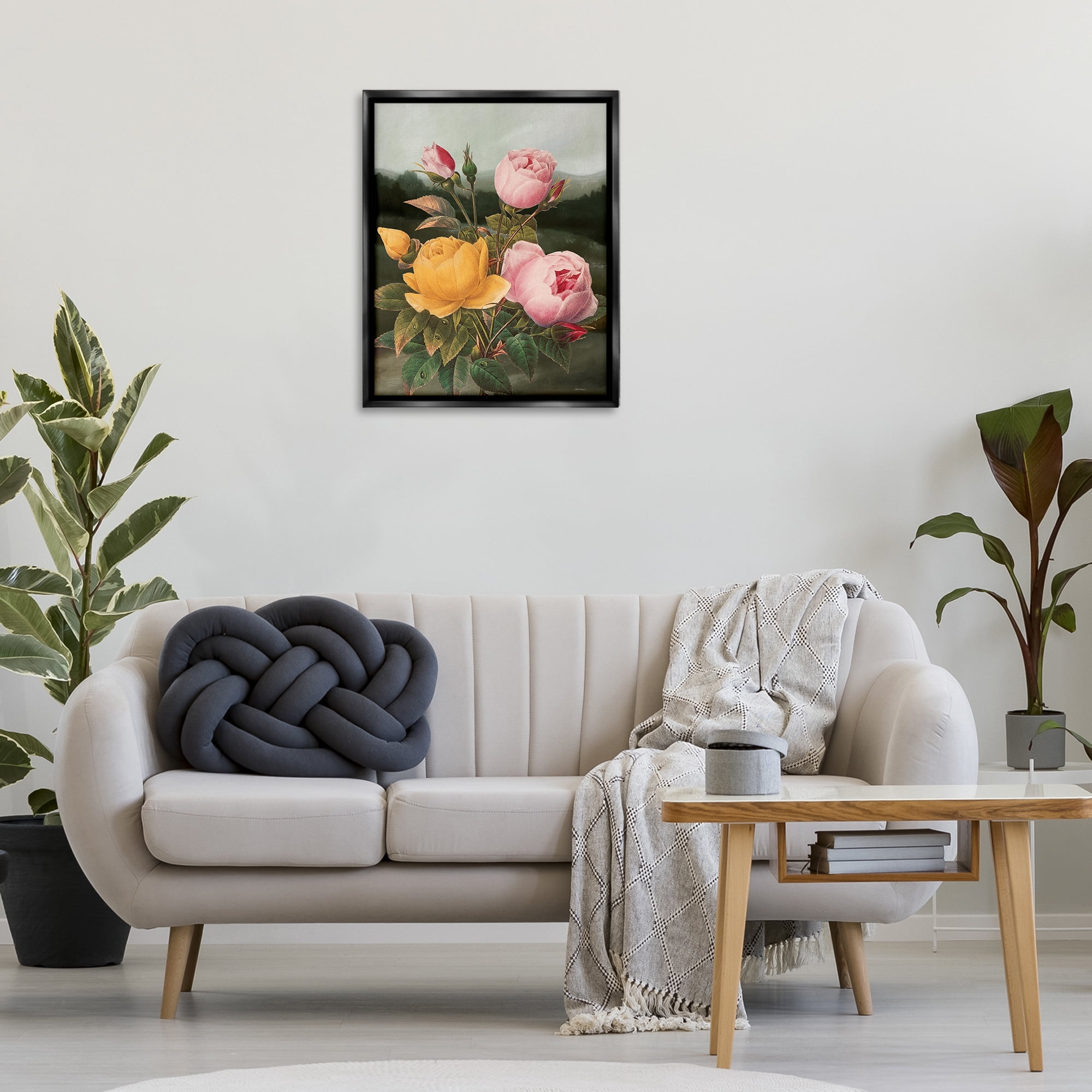 Stupell Industries Vintage Peony Blooms Botanical & Floral Painting Black Floater Framed Art Print Wall Art, 25 x 31