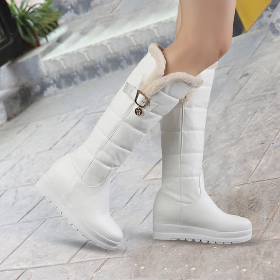 Women Warm Boots Outdoor Winter Plush Lined Comfortable Platform Knee High Tall Boot