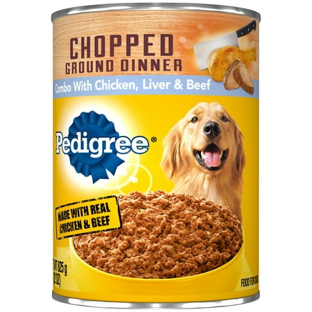 Pedigree Chopped Ground Dinner Combo with Chicken, Beef & Liver Adult Canned Wet Dog Food, 22 oz.