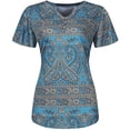 thumbnail image 2 of Inkach Plus Size Women Clothing Print T-Shirt Button Short Sleeve V-Neck Tops, 2 of 3