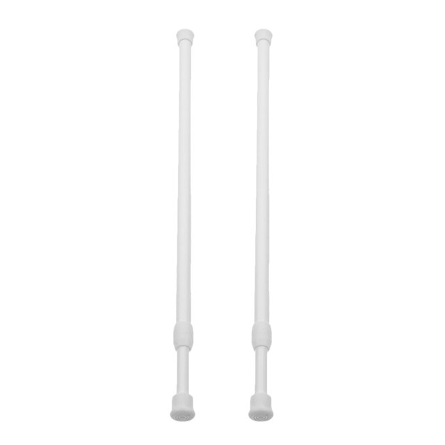 2 piezas de soporte para barra de cortina, varillas extensibles de tensión, resistentes, ajustables, resorte para ropa, plástico blanco