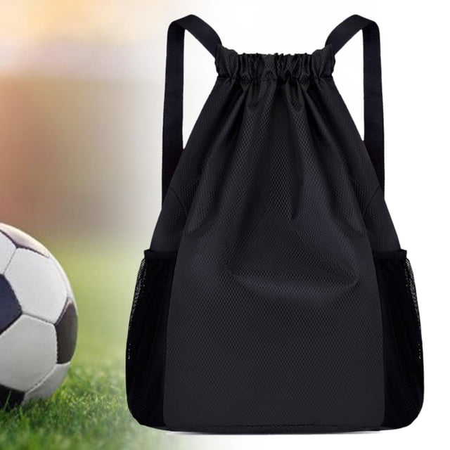 Mochila con cordón para niños y adultos, bolsa con cordón para nadar, bailar al aire libre Negro