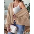 thumbnail image 4 of Womens Cardigan Sweaters Trendy Open Front Long Lantern Sleeve Chunky Knit Sweater Khaki XL, 4 of 8