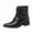 Black, variant on Men's Snake Print Ankle Boots with 4 Buckle Straps, Pointed Toe Side Zipper Dress Booties, Black/Brown