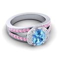 thumbnail image 3 of 2.35 Carat Oval Cut Blue Topaz & Pink Sapphire Gemstone Shiny Anniversary Ring for her 18K White Gold Size 8.5 by Diamond-Capitals, 3 of 8