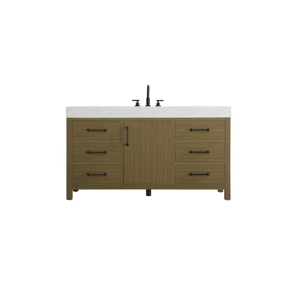 Elegant Kitchen and Bath 60 inch Single Bathroom Vanity In Chestnut Brown