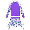 thumbnail image 4 of Alvivi Girls Flower Printed Athletic Two Piece Rash Guard Swimwear Beach Active Sportswear Swimsuit Purple 12, 4 of 7