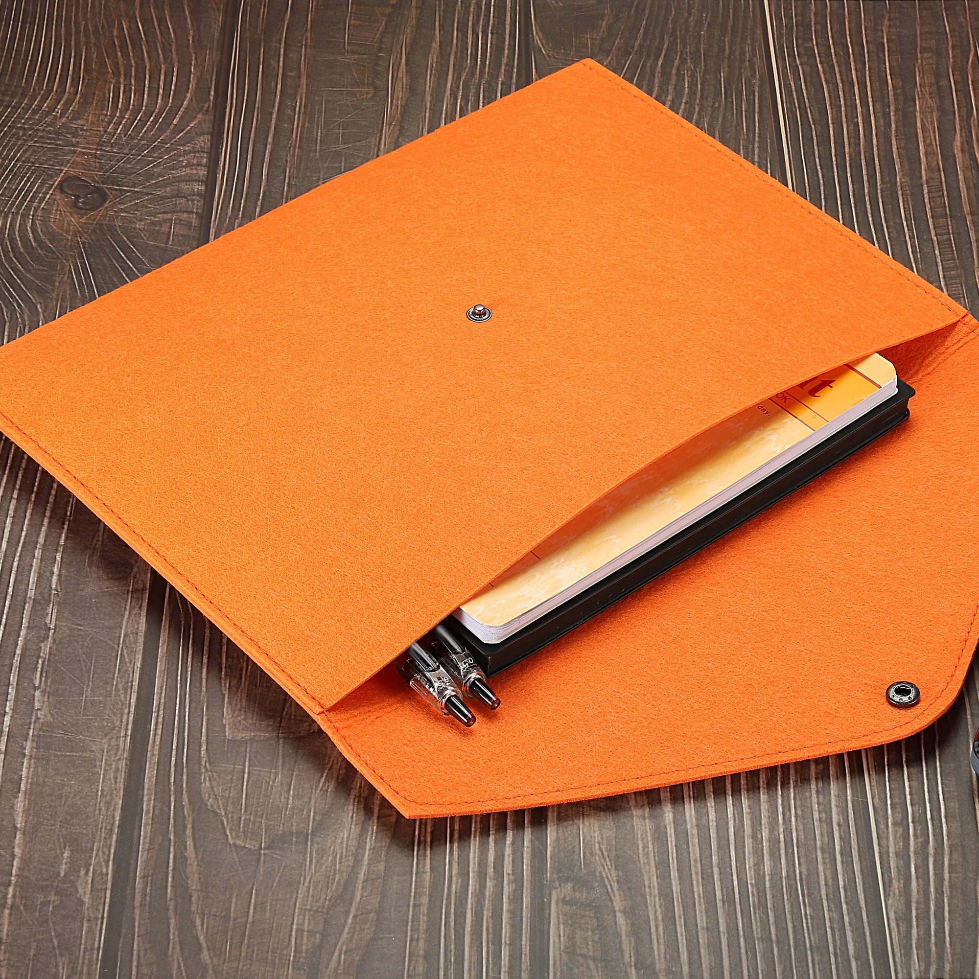 Unique Bargains Felt Folder Envelope Document Storage Pouch Organizer Orange