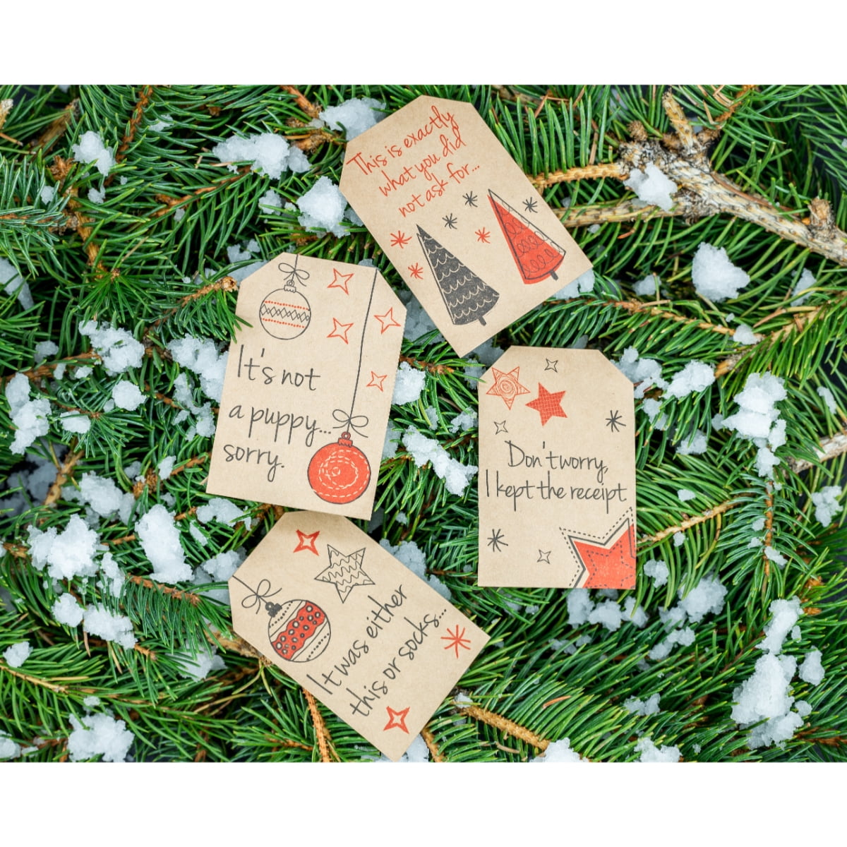 Classic Christmas Gift Tags with String Card Stock Paper Name Tags for Gifts Christmas, Sarcastic Funny Christmas Tags | Andaz Press