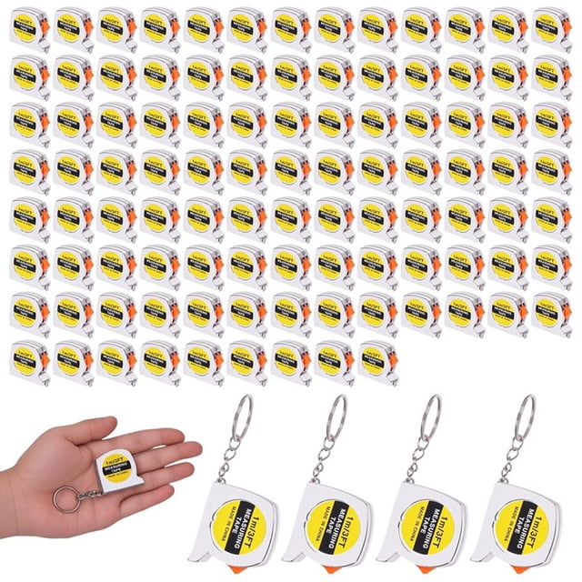 100 mini cintas métricas llavero retráctiles de 1,5 pulgadas