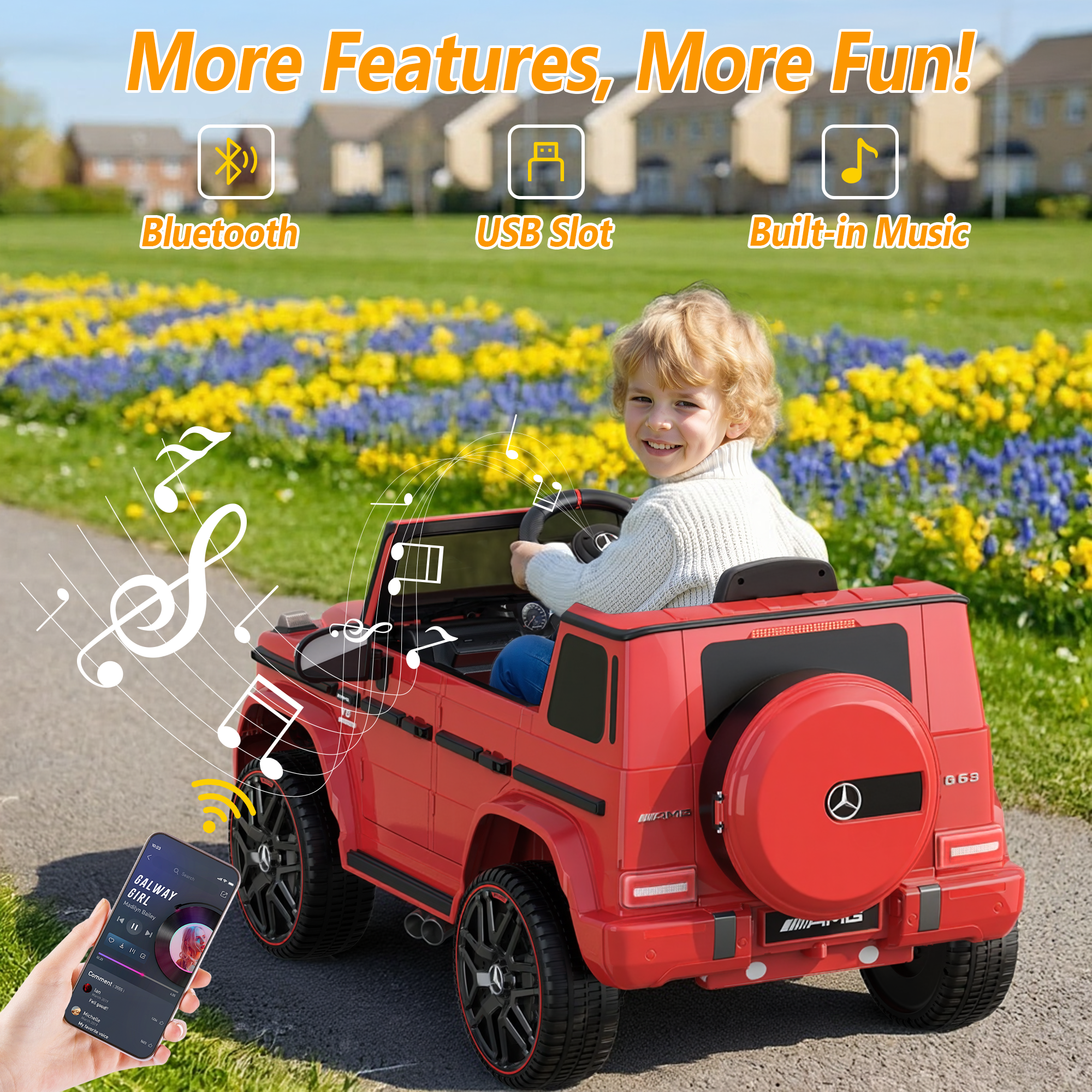 East doll 12V Power Ride on Toys for Toddlers, Kid Electric Car, G63 G Wagon Licensed Mercedes-Benz with Remote Controls, Aged 2-4Y,Red