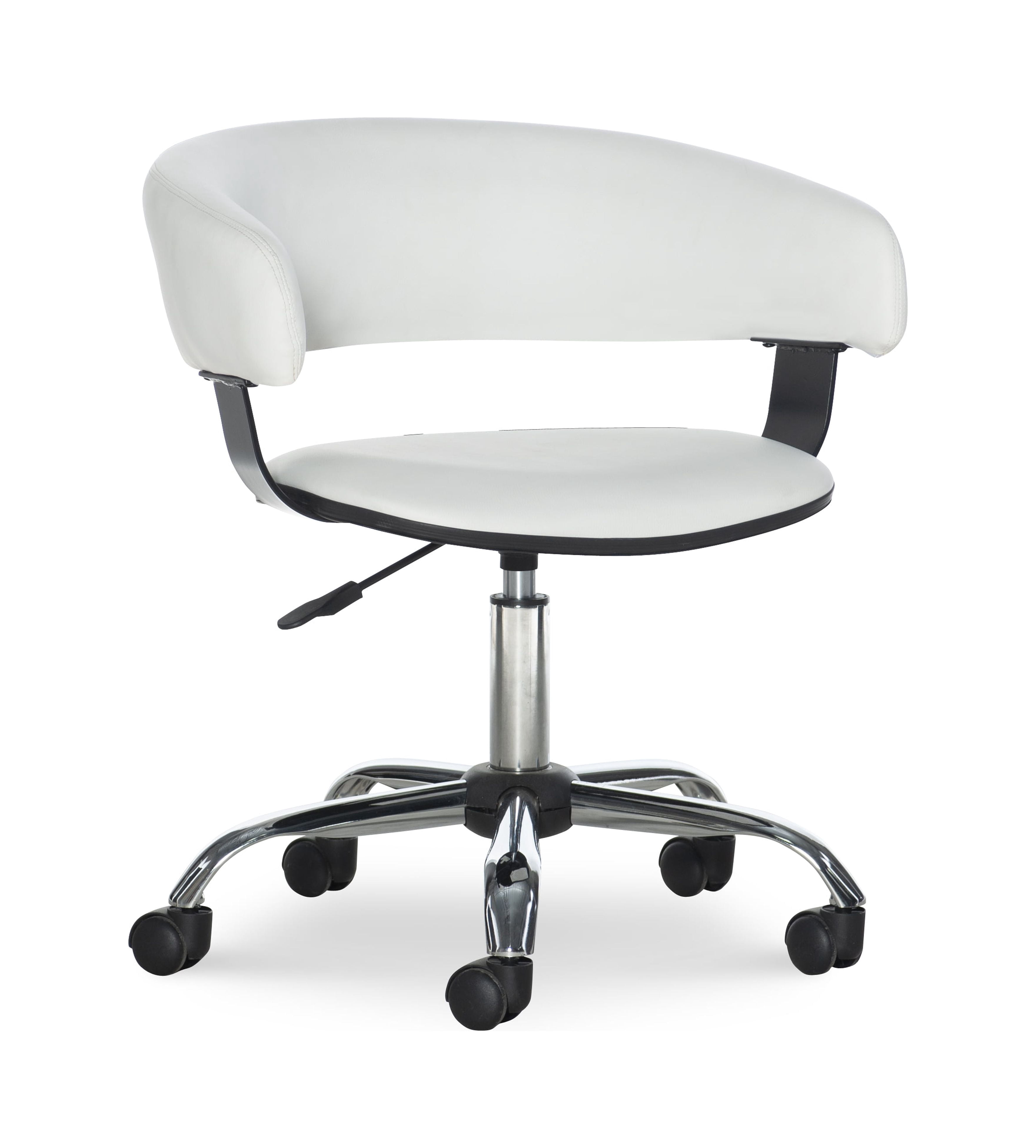 Nellie Low-Back Desk Chair with Adjustable Height and Castors, 225 lbs., White