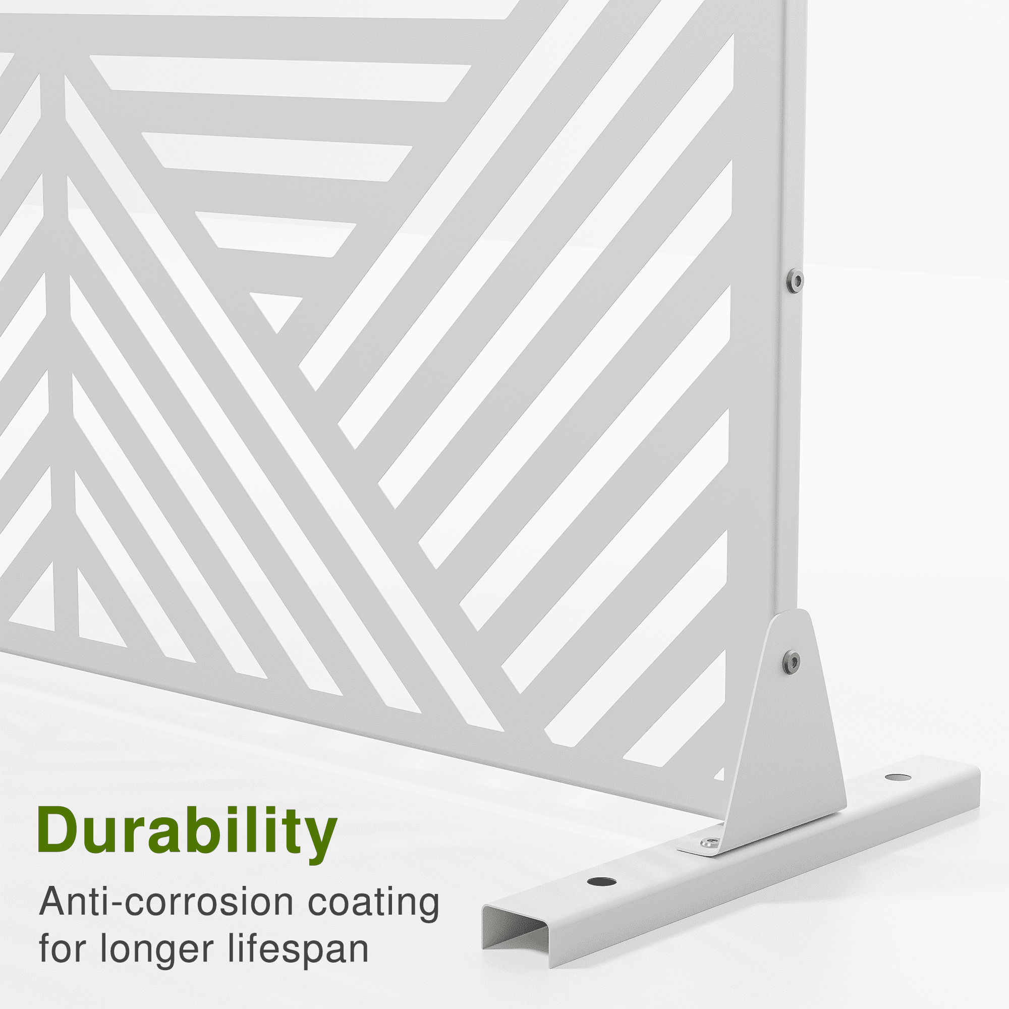MAYEERTY Decorative Metal Screen – Durable Galvanized Steel Partition,White