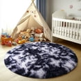 thumbnail image 4 of SARAG 4x4ft Round Rug for Bedroom,Furry Carpet for Children Kids Room,Cute Soft Shaggy Area Rug for Girls,Tie-dye Black and White, 4 of 8