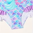 thumbnail image 7 of Zylarhe Girls Swimsuit Girls Long Sleeve Swimsuit Set Floral Gradient Scale Print Detachable Ruffle Skirt Matching Swim Cap Light Purple 4-5 Years, 7 of 7