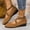 Brown Wedge Shoes for Women, variant on CYMMPU Women's Crisscross Strap Wedge Flats, Closed Toe Lightweight Daily Walking Shoes Brown 42