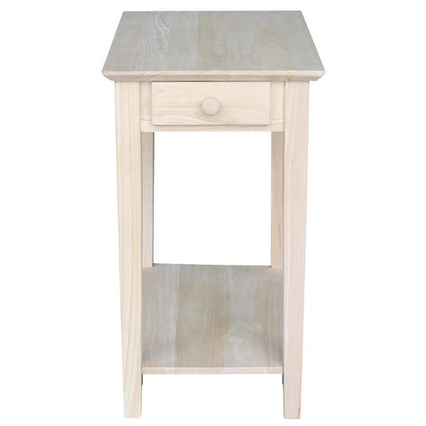 Pemberly Row Unfinished Narrow 1 Drawer, Unfinished Wood End Table With Drawer