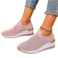 thumbnail image 3 of Willtoo Women's Glittery Rhinestone Fashion Breathable Wedge Sneakers Summer Butterfly Embroidered Bling Sneakers for Women Sparkly Mesh Slip-on Walking Sneaker Pink, 3 of 6