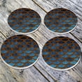 thumbnail image 5 of CARIBOU Round Ceramic Stone Coaster for Drinks Set of 4pcs, Mermaid Scales Watercolor, 5 of 6
