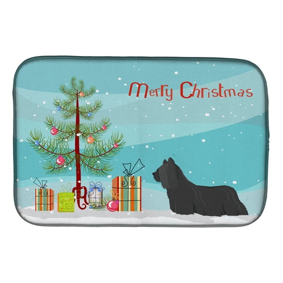 Skye Terrier Christmas Tree Dish Drying Mat