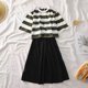 thumbnail image 1 of Fashionable simple single/suit summer new fashion wide-leg pants two-piece female student Korean loose loose short-sleeved striped T-shirtpangjing, 1 of 4