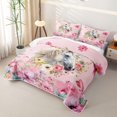 thumbnail image 3 of Homewish Chic Unicorn Quilt King for Girls, Pink Floral King Coverlet Set, 3pcs, 1 Comforter and 2 Pillowcases, 3 of 7