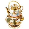 thumbnail image 1 of Juego de té de cerámica con diseño floral, ideal como regalo de cumpleaños, tetera, y platillo, para cualquier ocasión, como reuniones,, 1 of 9