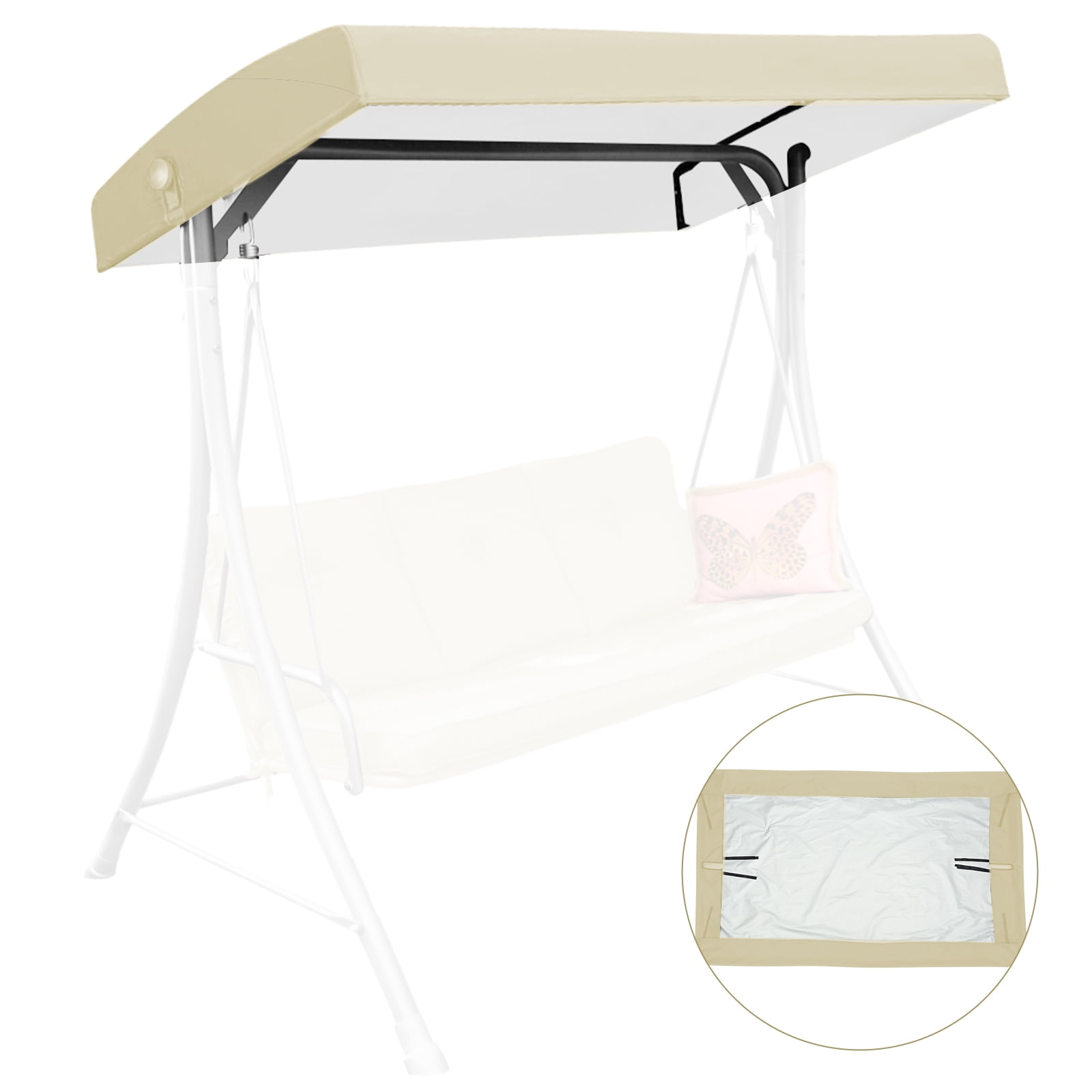 75 "x47" Swing Canopy Replacement Porch Top Cover Waterproof Swing Top