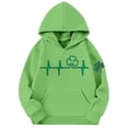 thumbnail image 4 of St. Patrick's Day Girls Hooded Sweatshirt With Print And Pocket Cozy Pullover Casual Kids Top Irish Green Pullover Hoodie 3-14Y, 4 of 4