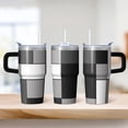 thumbnail image 2 of Leak-Proof Straw Lid 20oz Stainless Steel Tumbler with Handle, Geometric Design Double Wall Insulated Coffee Mug, 2 of 5