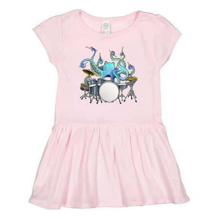 

Inktastic Cute Blue Octopus Drumming Gift Toddler Girl Dress
